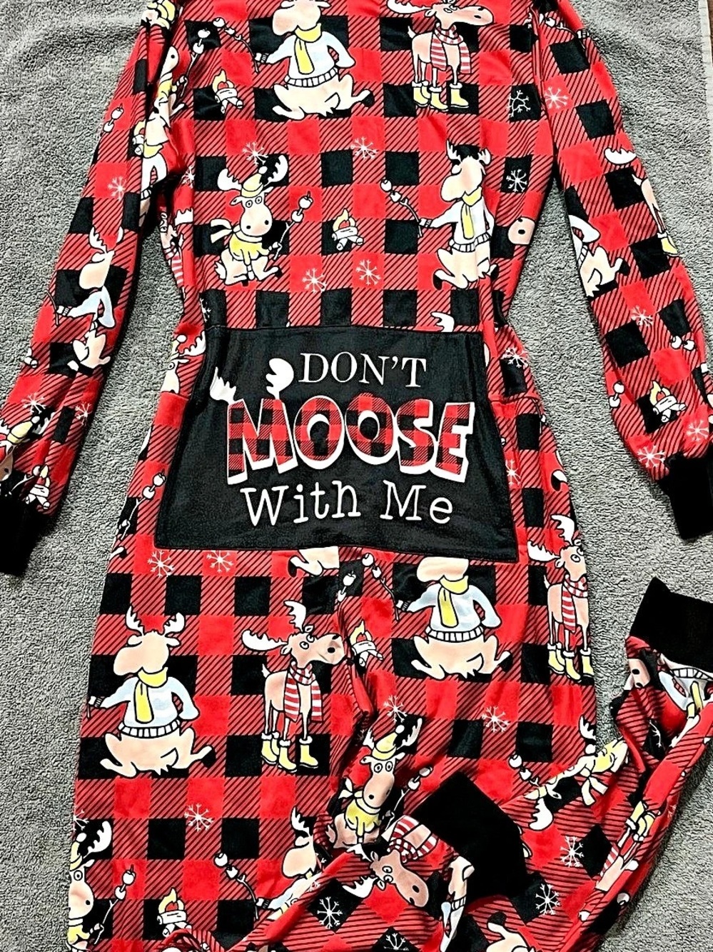 Lazy One Don't Moose With Me Flapjack Onesie Red & Black